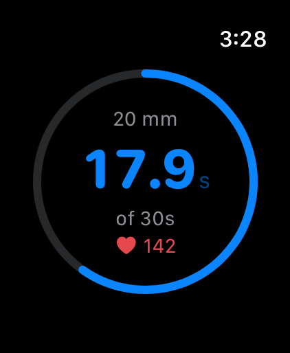 Live hang timer ring with heart rate on Apple Watch